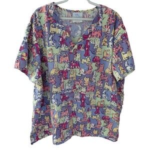 Professional Apparel Veterinary Medical Cat Dog Scrub Top Unisex Size 2XL
